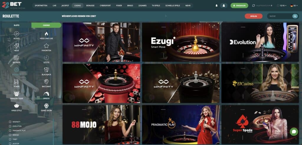 22Bet Casino Roulette