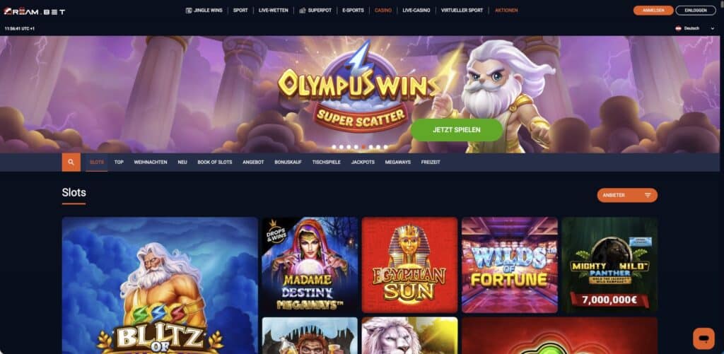 Dream.bet Casino Lobby