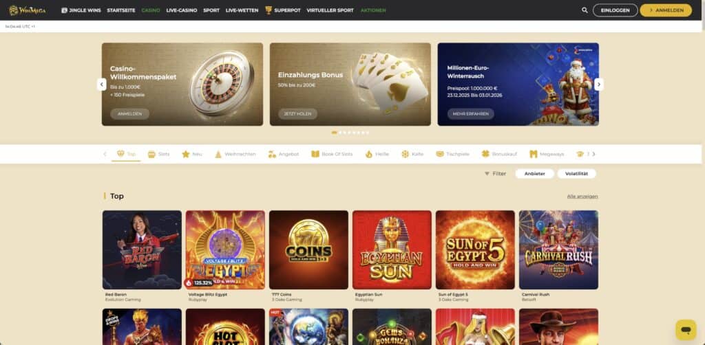 WinMega Casino Lobby