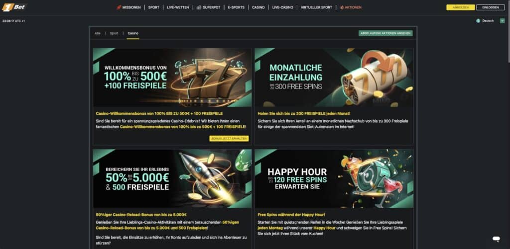 1Bet Casino Aktionen