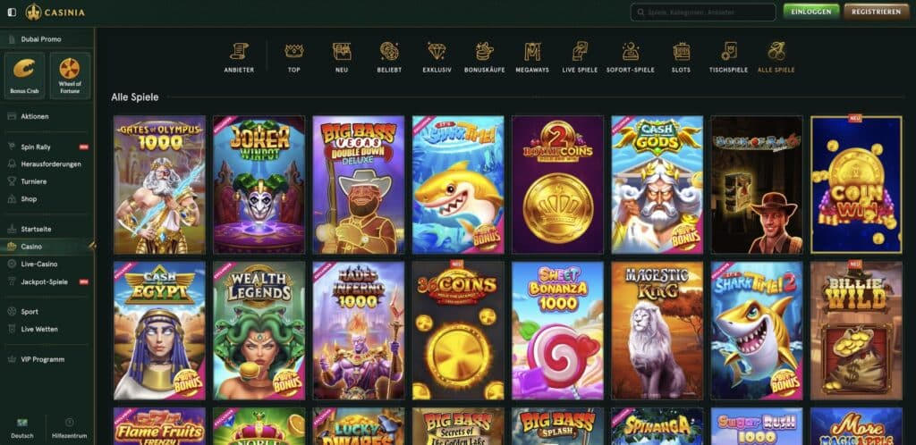 Casinia Casino Alle Spiele