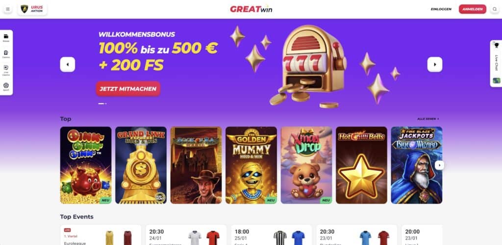 GreatWin Casino Bonus