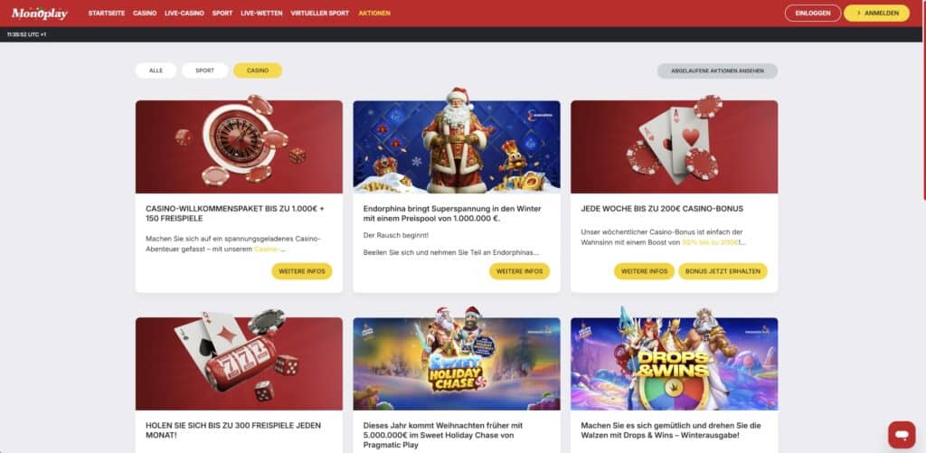 Monoplay Casino Aktionen