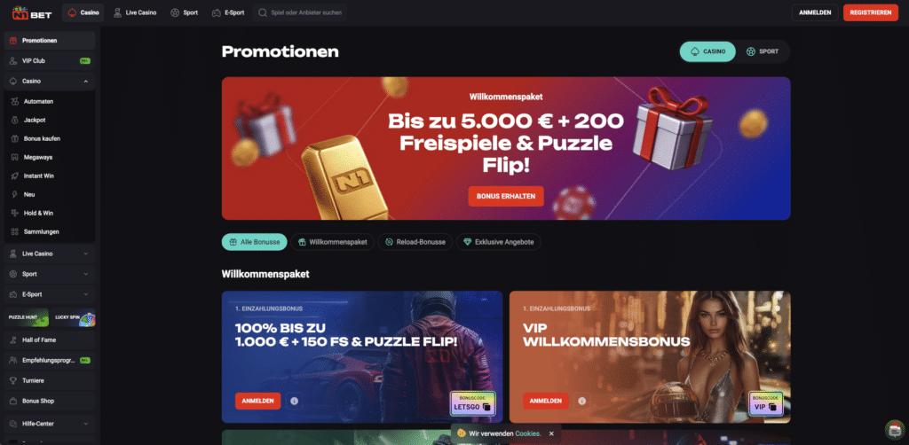 N1Bet Casino Aktionen