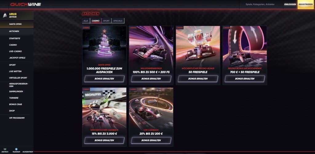 QuickWin Casino Aktionen
