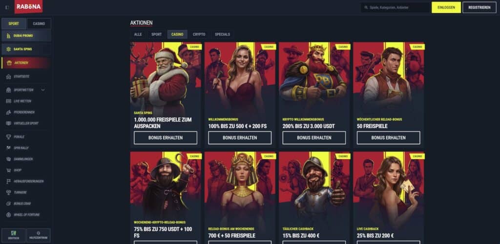 Rabona Casino Aktionen