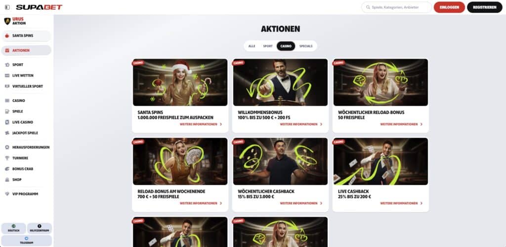 SupaBet Casino Aktionen